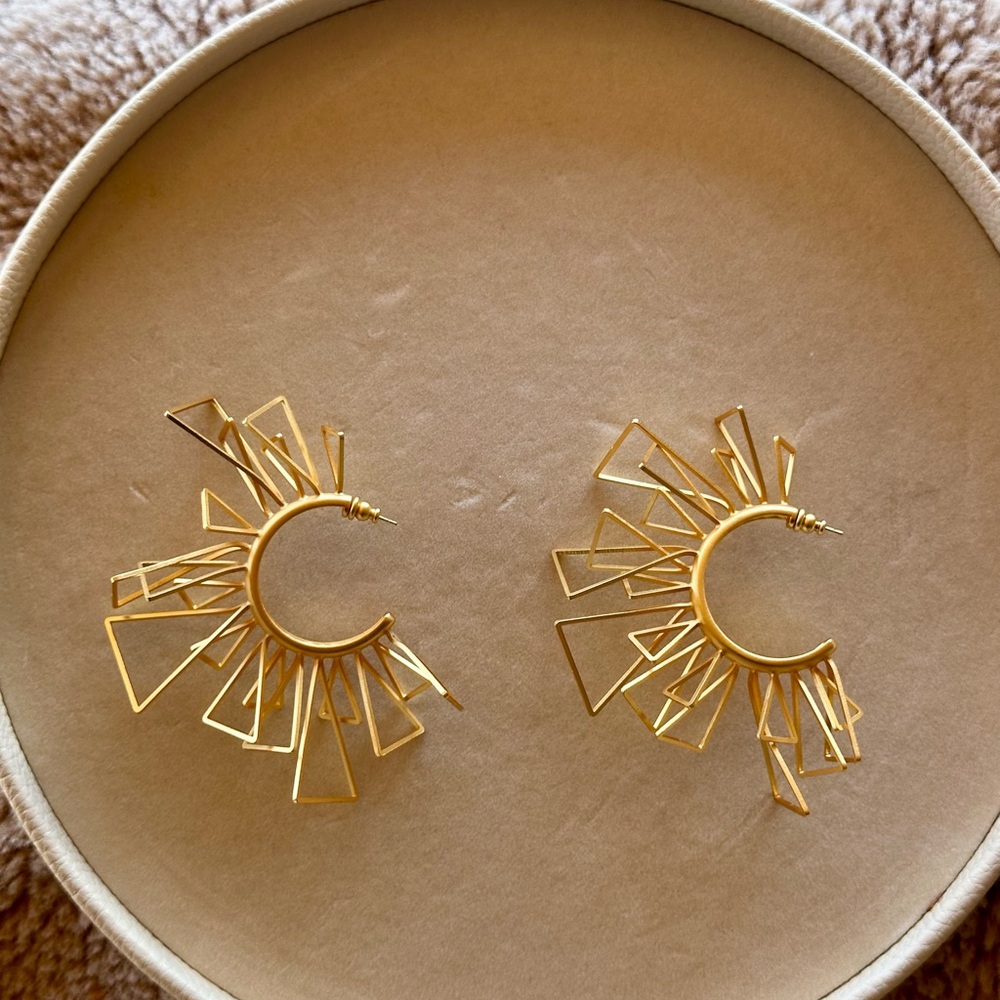 Geometric Gold Fan Earrings